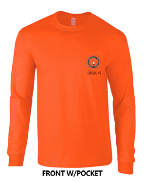Orange Hi-Viz Long Sleeve Pocket T-Shirt w/logo